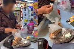 超市用糖果找零 大妈攒够糖果付款