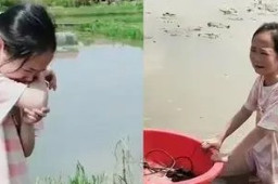 爸爸带不肯读书女儿烈日下挖藕