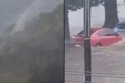 澳大利亚雷暴天气致瀑布倒流