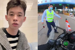 警方回应网红骑摩托上高速被拦摔倒